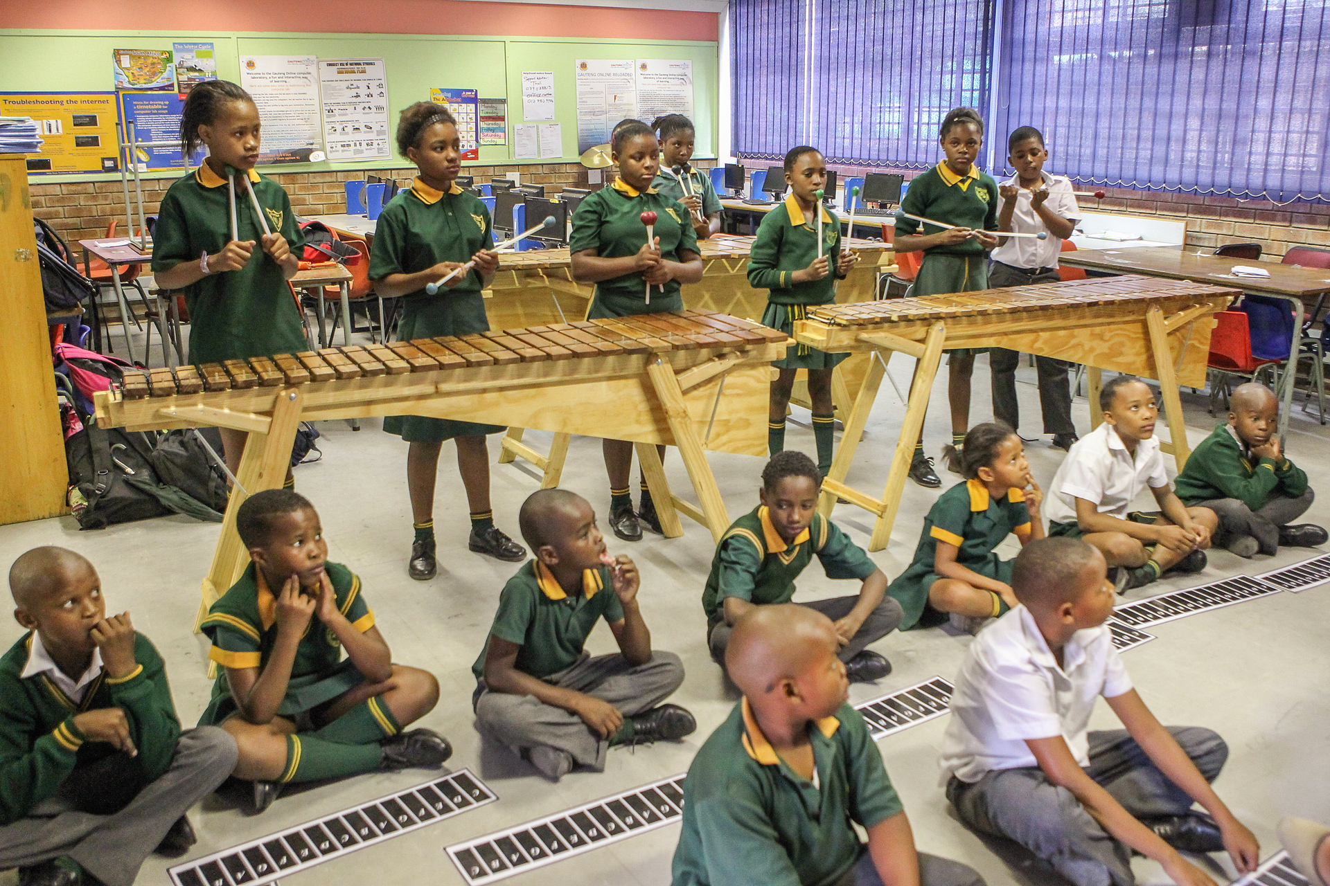 Marimba training, 150 kids, Alexandra Township
