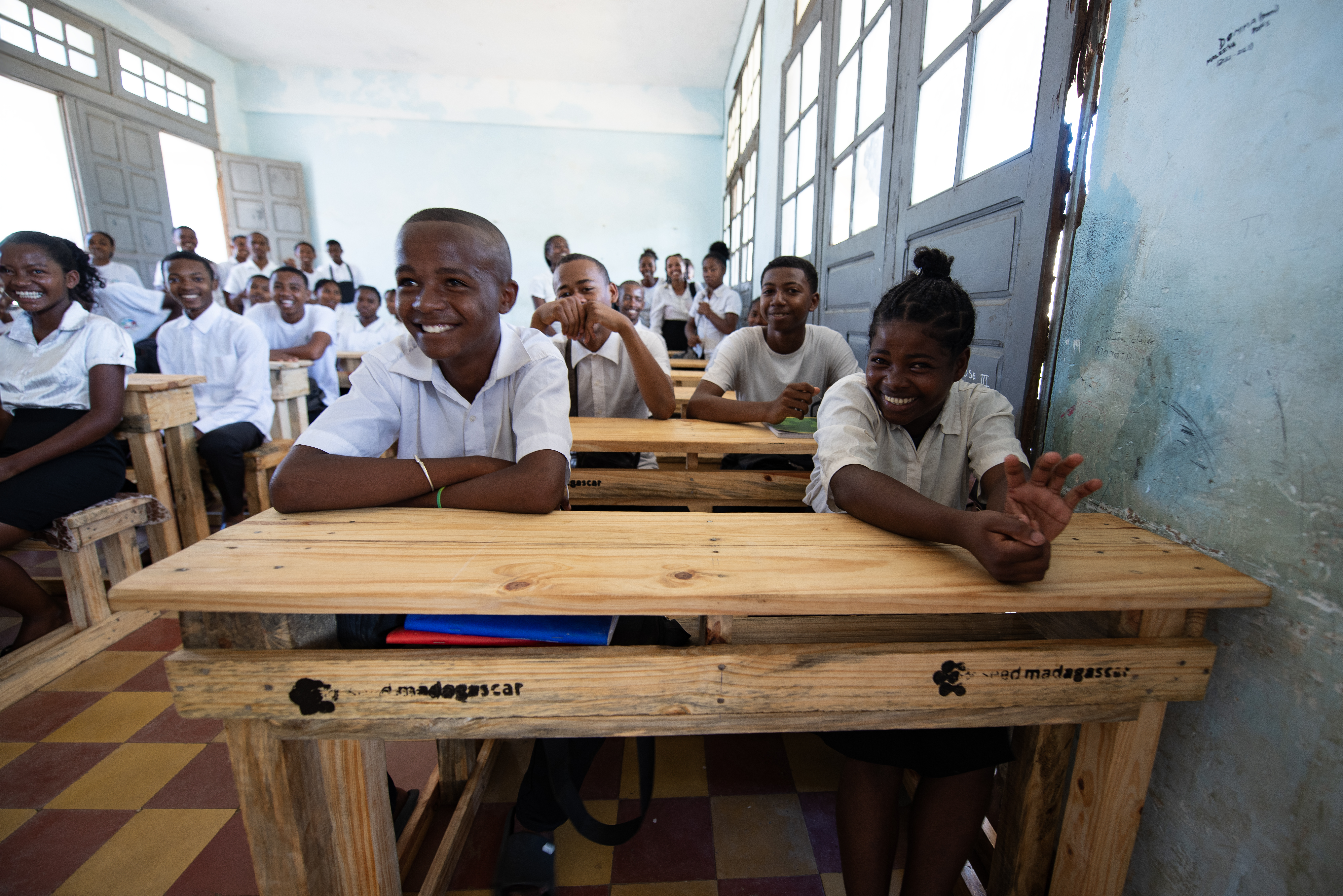 School bench building in Madagascar