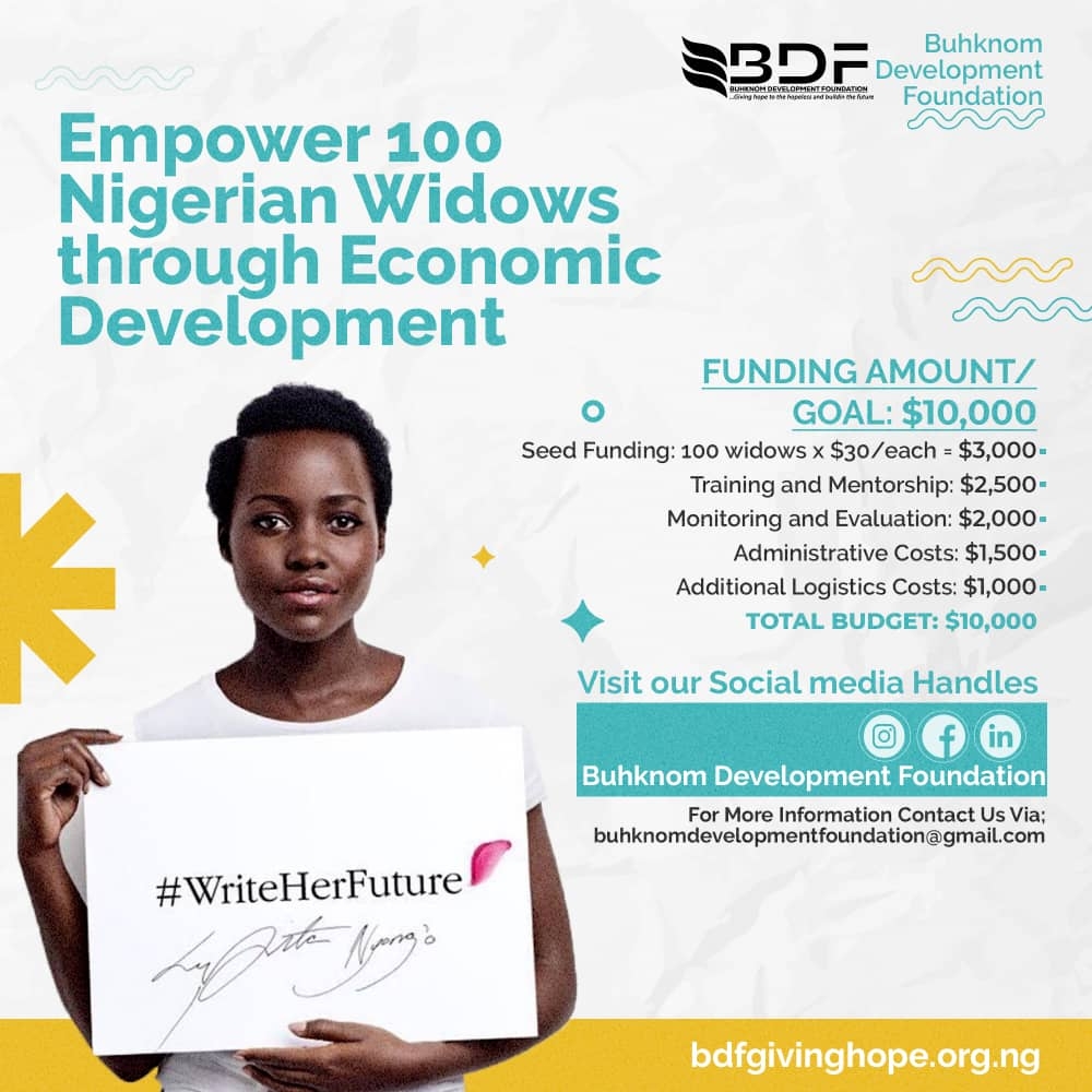 Empower 100 Nigerian Widows through Economic Dev.
