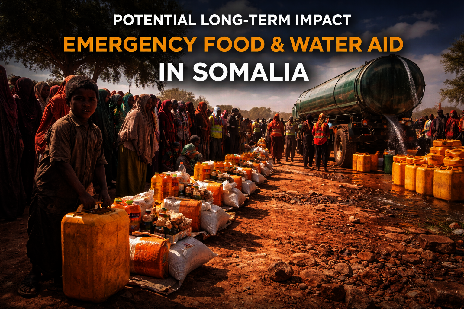 Emergency Food distribution Water trucking wells