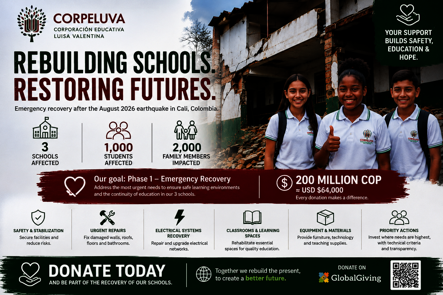 Rebuild Our Schools After the Colombia Earthquake